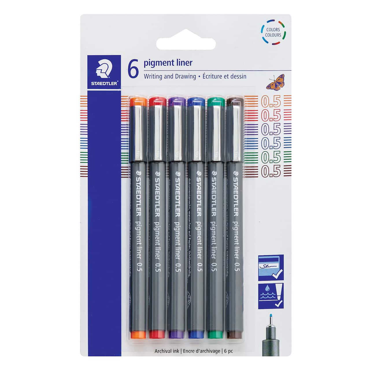 STAEDTLER® 0.5mm 6 Colour Pigment Liner Set